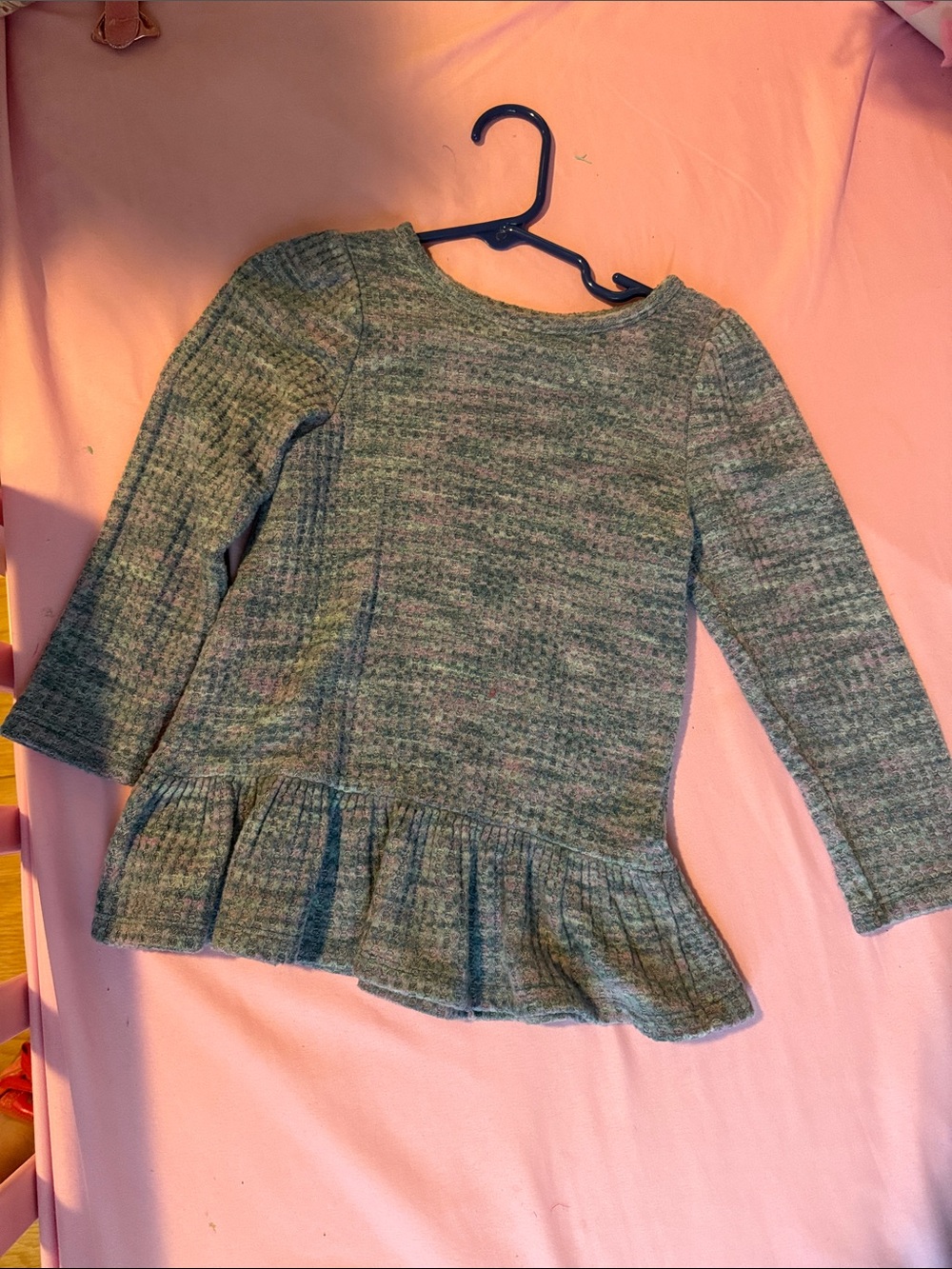 Emily Rose Heathered Green Knit Peplum Top